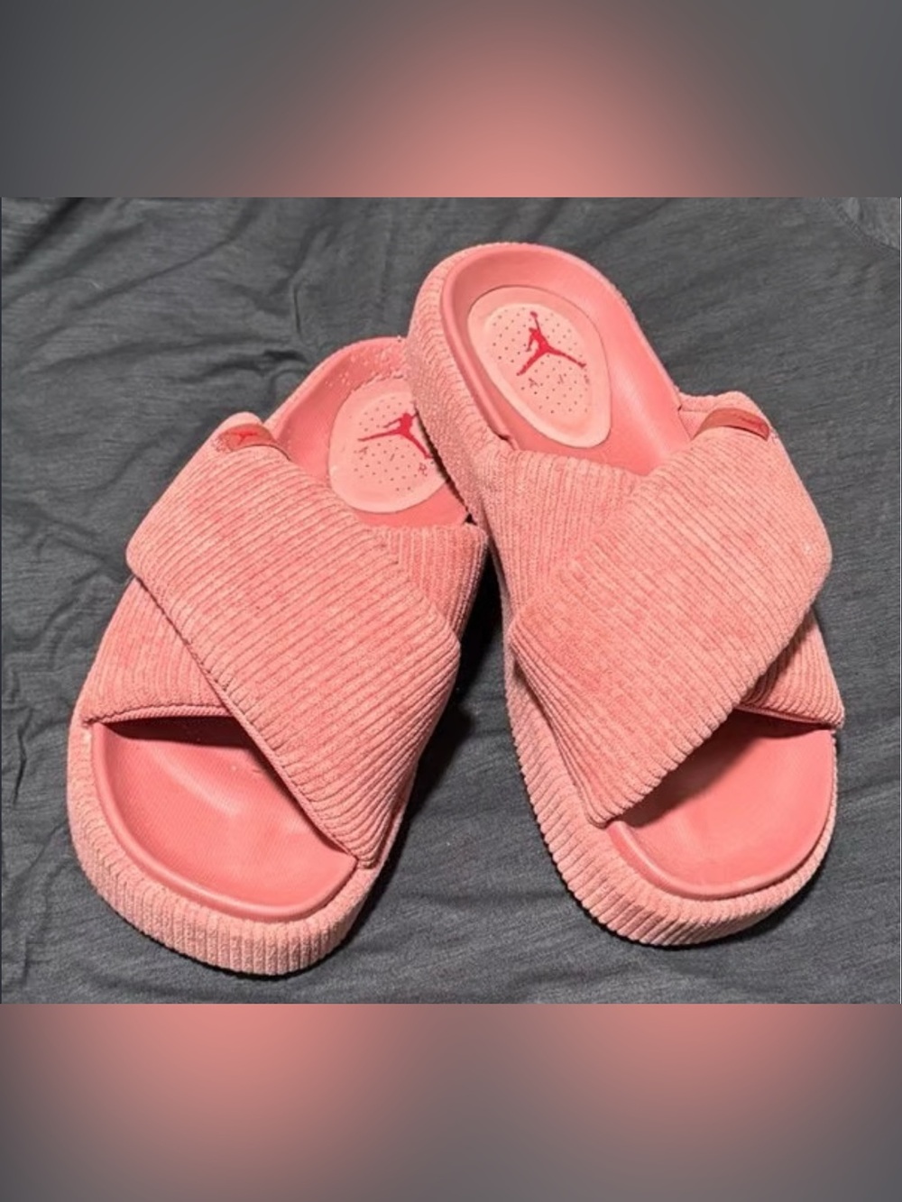 Jordan Women's Coral Pink Corduroy Slide Sandals